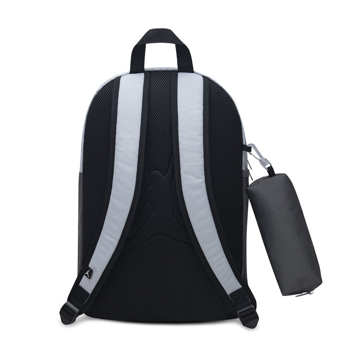 Wolf Grey backpack with mesh back panel and attached pencil case
