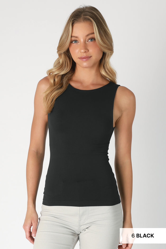 Bailey Black Clean line Boat Neck Seamless Tank Top