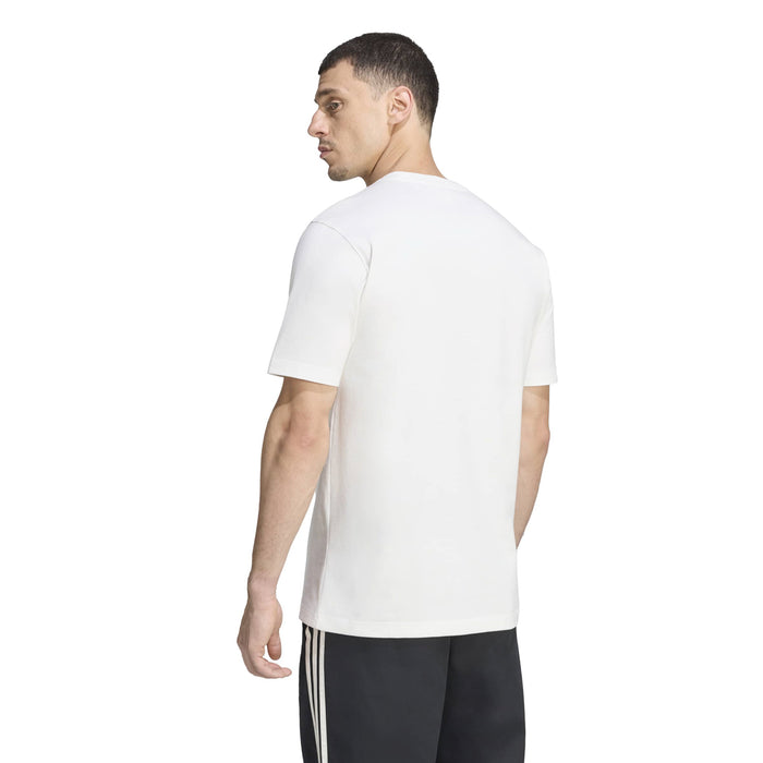 Men's white T-shirt back view, plain crew neck