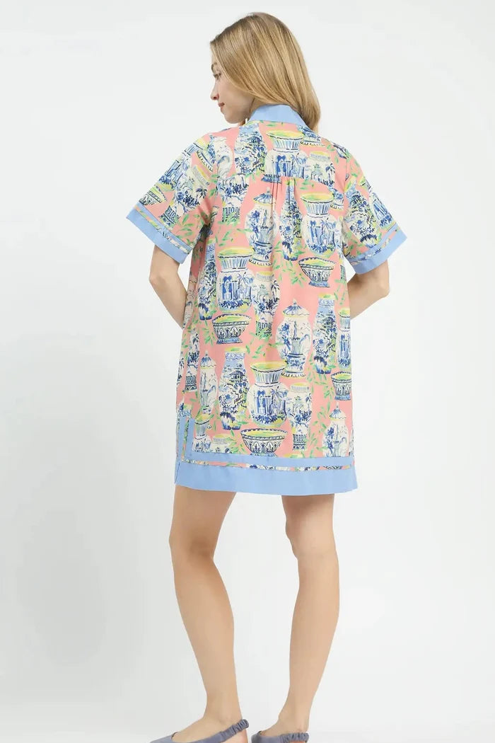 Coral Print Dress