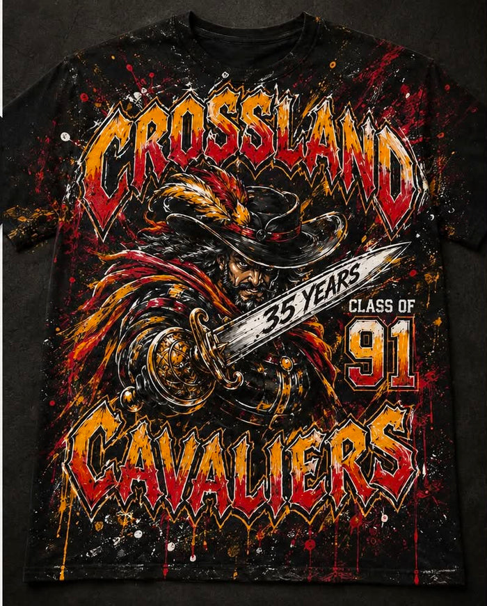 Crossland Cavaliers Class of 1991 – 35th Anniversary Alumni T-Shirt | Custom Hand Painted