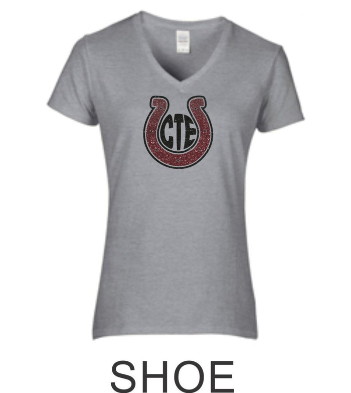 CTE Glitter Ladies Grey Short Sleeve Tee in 4 New Designs