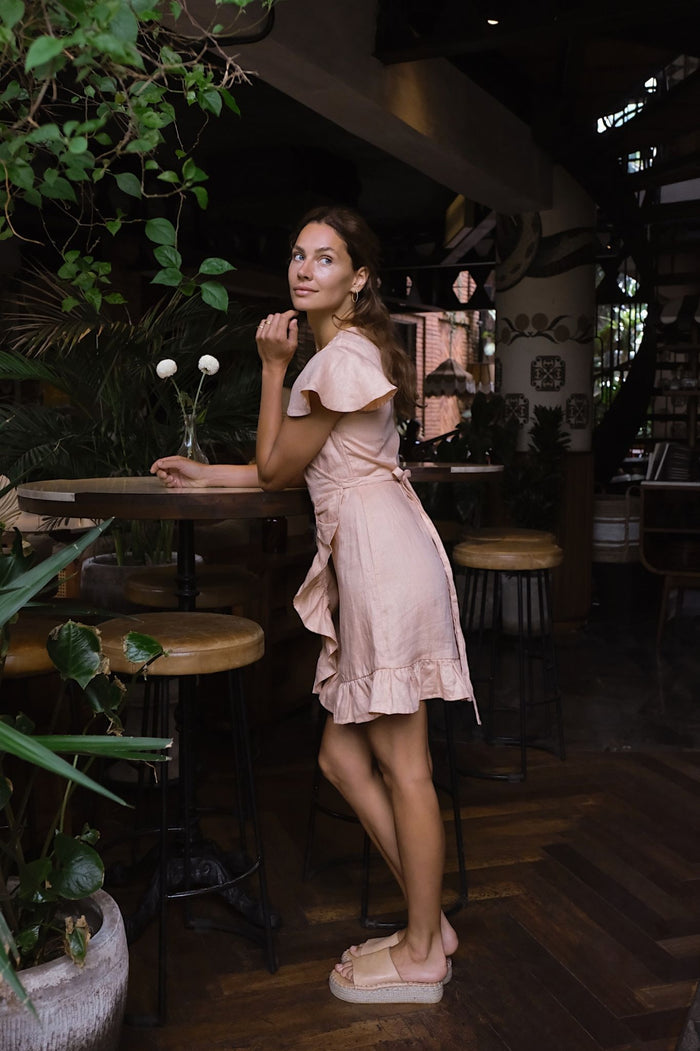 DAPHNE WRAP DRESS - Cactus Peach