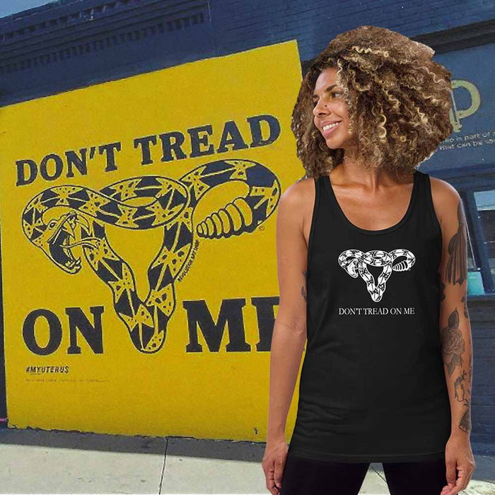 Don't Tread on Me Tank black rattlesnake uterus on woman and mural
