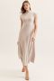 Entro Everyday Dress in bone color, casual dress with a relaxed fit, lightweight fabric, and simple round neckline.
