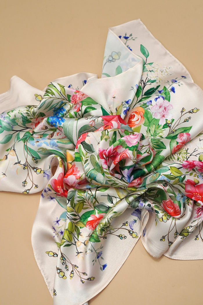 Garden Bloom Silky Bandana Scarf