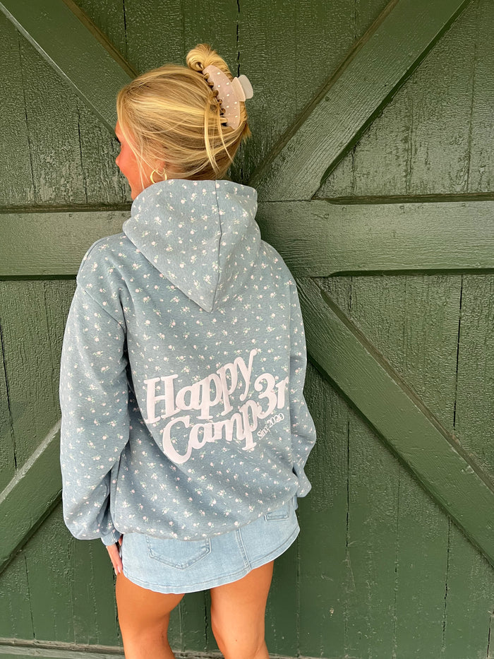 Happy Camp3r Teal Peony Hoodie