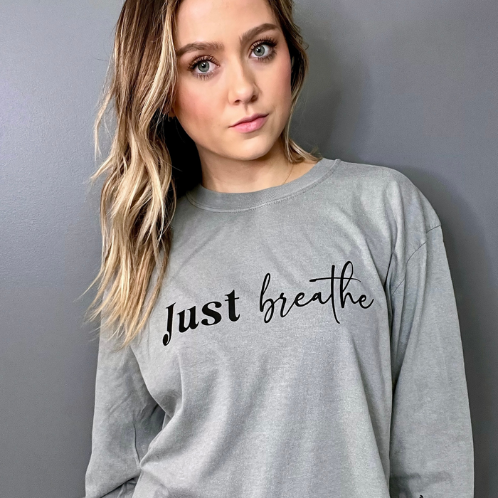 Just Breathe And Remember Who The F*ck You Are Long Sleeve Tee w/Sleeve design