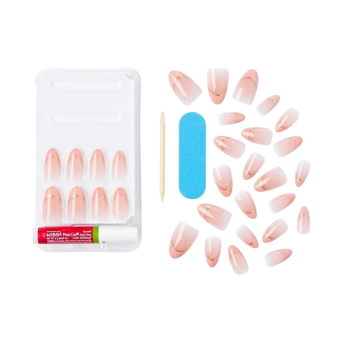 KISS Nails On Point Voguish Fantasy 28 Nails Glue Included Sculpted Nail FV17C French