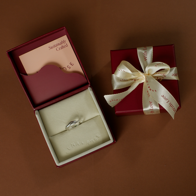 Lafayette Wave Ring Set (2 Rings) - Silver in packaging luna and rose