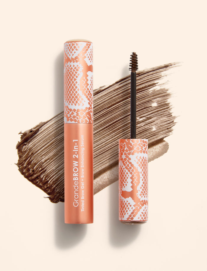 Medium | GrandeBROW 2-in-1 Travel Size A breakthrough 2-in-1 tinted brow gel with mini fibers & brow enhancing serum that delivers instant color & volume, plus it promotes tinted, thicker looking brows over time.