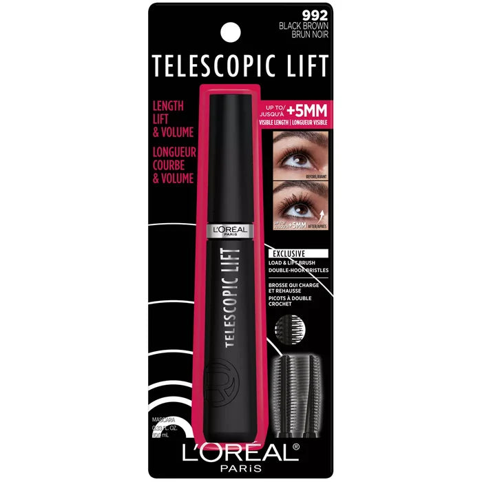 LOREAL PARIS Telescopic Lift Washable Makeup Mascara - 992 Black Brown ماسكارا لوريال باريس