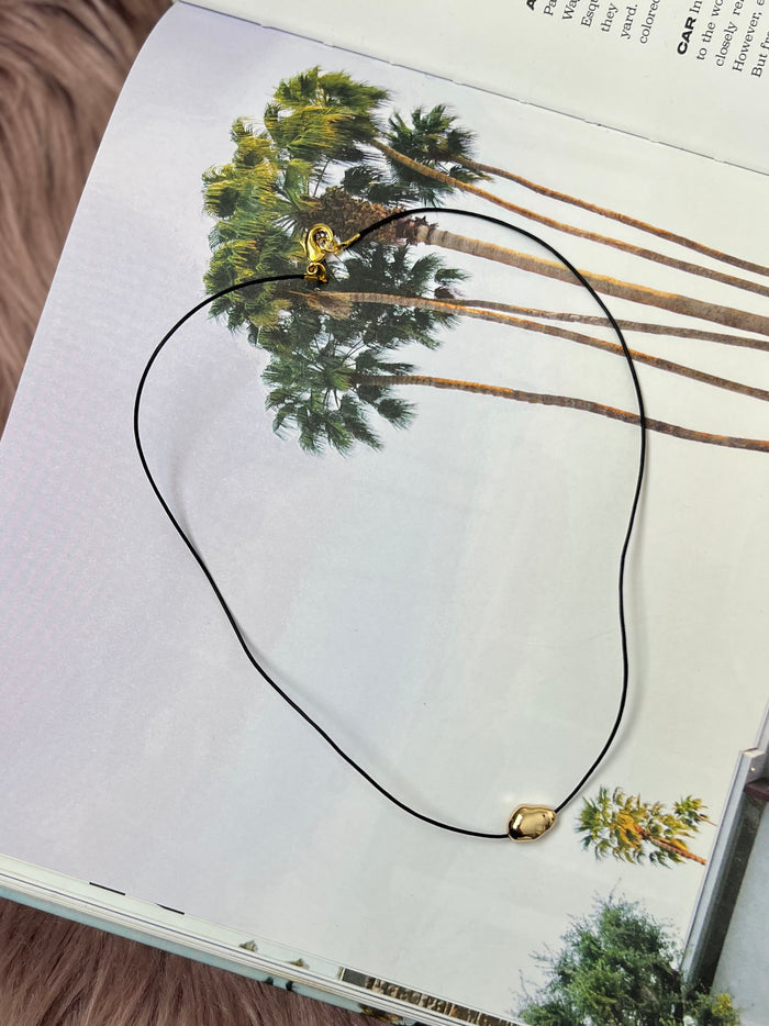 Luna Abstract Charm Necklace — 18K Gold-Plated Stainless Steel on Leather | Modern Minimal Luxury
