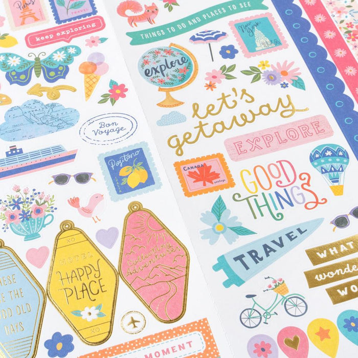 Paige Evans - Cardstock Stickers 6"X12" - 81/Pkg - Adventurous. Stickers are the perfect finishing touch to any crafting project and these foil stickers will add just the right amount of glam! Available at Embellish Away located in Bowmanville Ontario Canada.