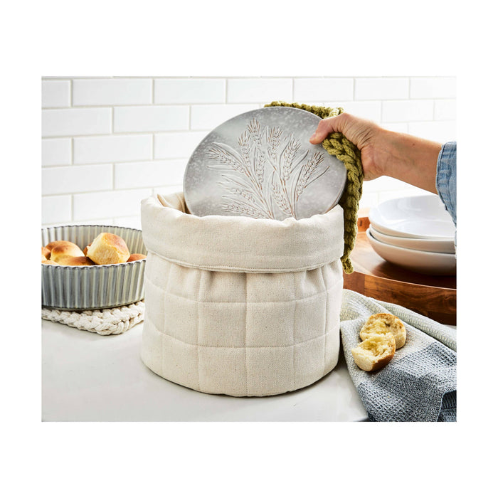 Quilted Bread Bag Basket Natural Cotton