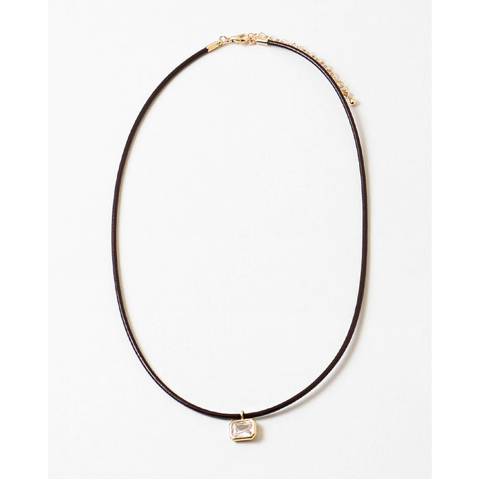 Rae & Jade Espresso Bezel CZ Cord Necklace