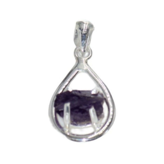 Raw Amethyst Silver Pendant (Teardrop)