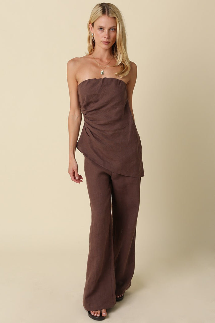 Reagan Draped Strapless Linen Top