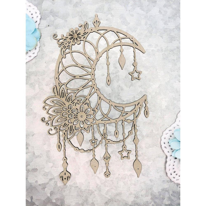 Scrapaholics - Laser Cut Chipboard - 1.8mm Thick - Moon Dream Catcher - 6.25"X4". Available at Embellish Away located in Bowmanville Ontario Canada.
