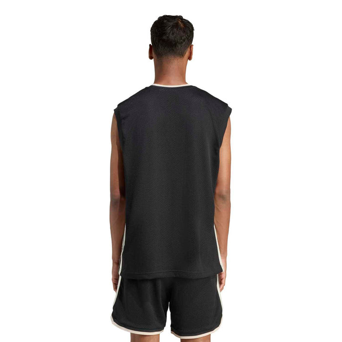 Men's black mesh sleeveless tank top, plain back