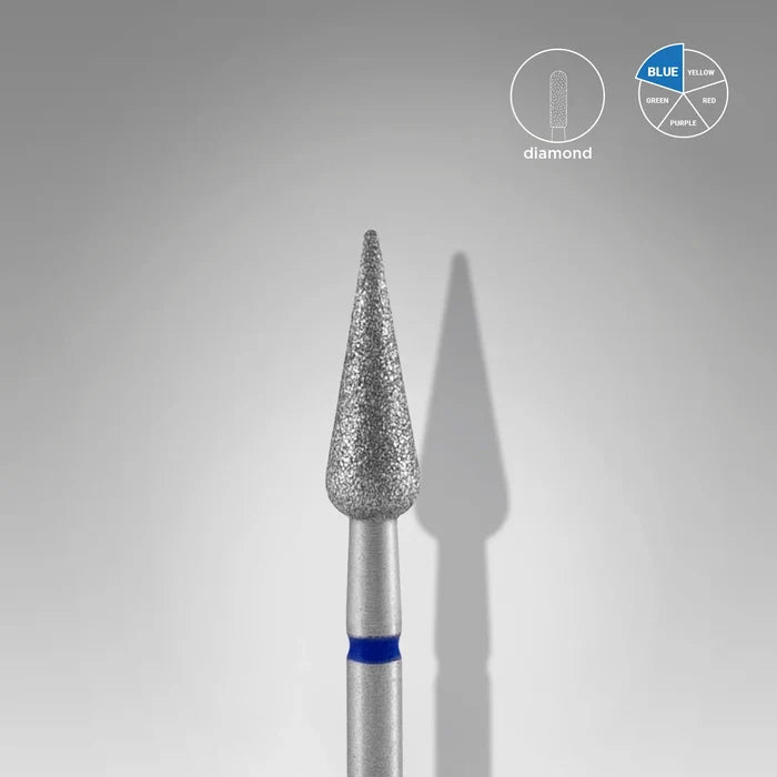 Staleks Diamond Nail Drill Bit Pointed Pear Blue EXPERT Head Diameter 4 mm / Working Part 12 Mm