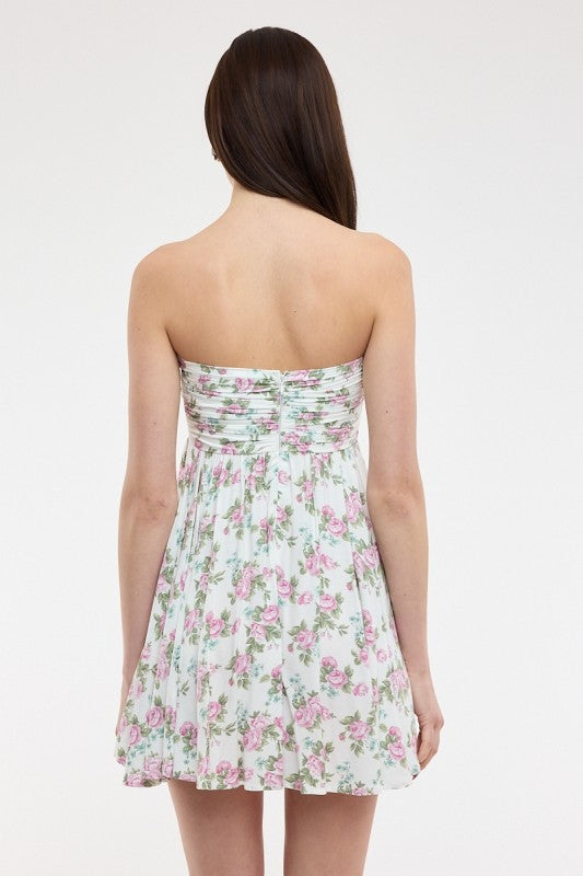 The Camilla Dress – Floral Strapless Mini