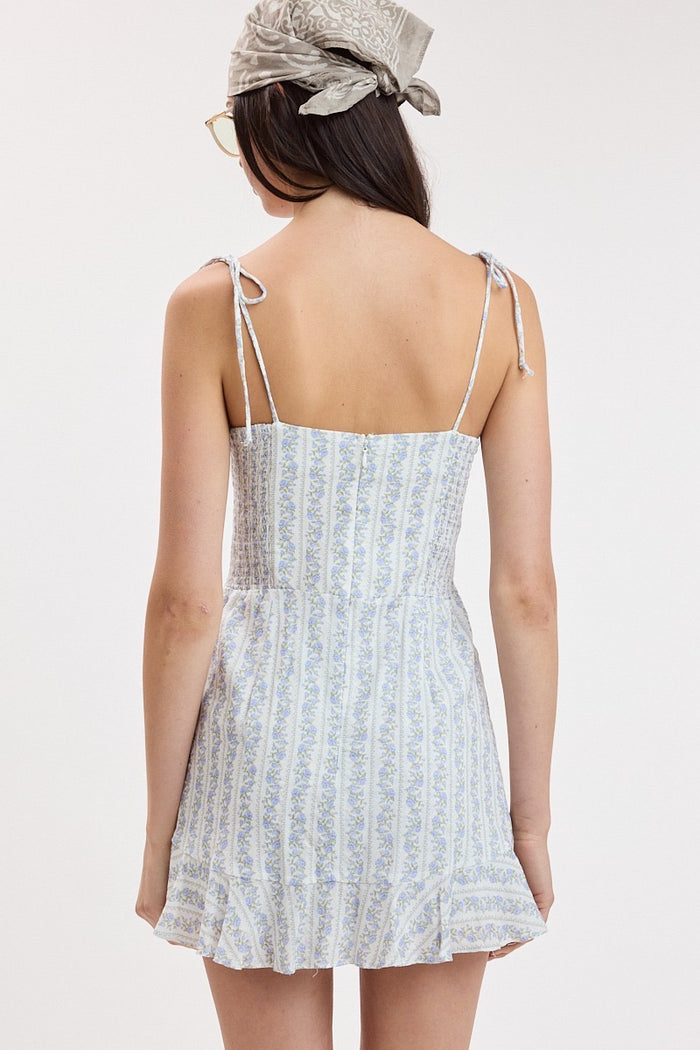 The Summer Party Romper Dress- Blue Rose