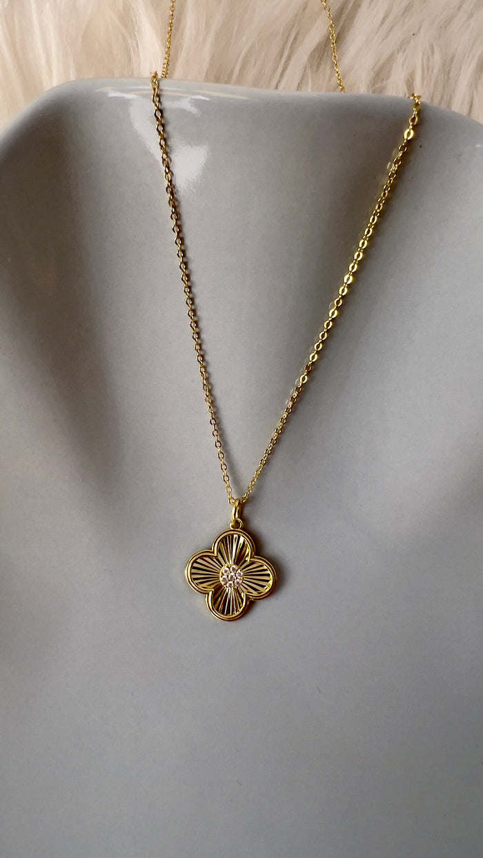 Timeless Clover Pavé Necklace - 14K Gold-Plated Sterling Silver & Pavé CZ
