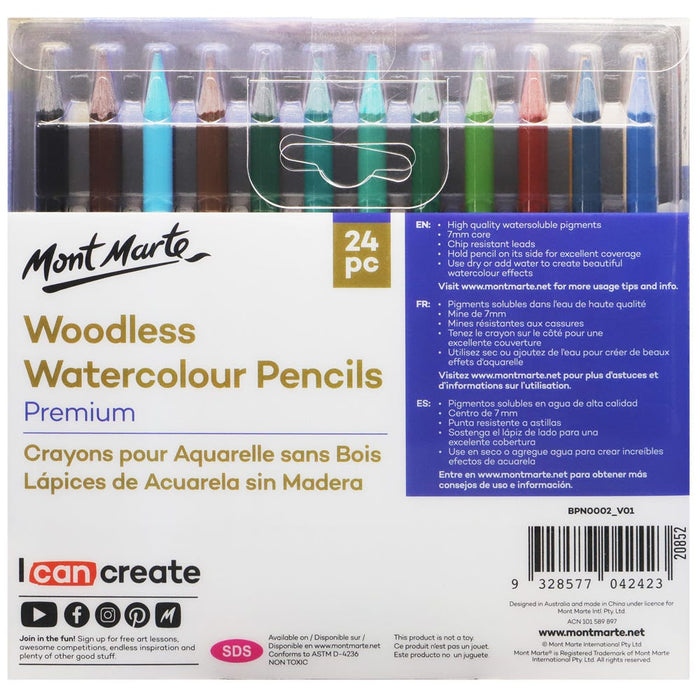 Woodless Watercolour Pencils Premium 24pc