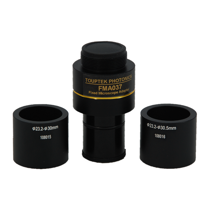 0.37X Microscope Camera Coupler C-Mount Adapter to Convert Eyetube Diameters 23.2mm to 30mm, 23.2mm to 30.5mm, SKU CP29031001, three quarter front view