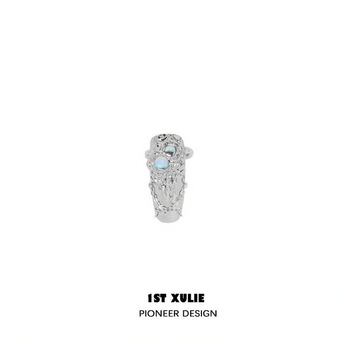 C Double-Moonstone Ring Nail