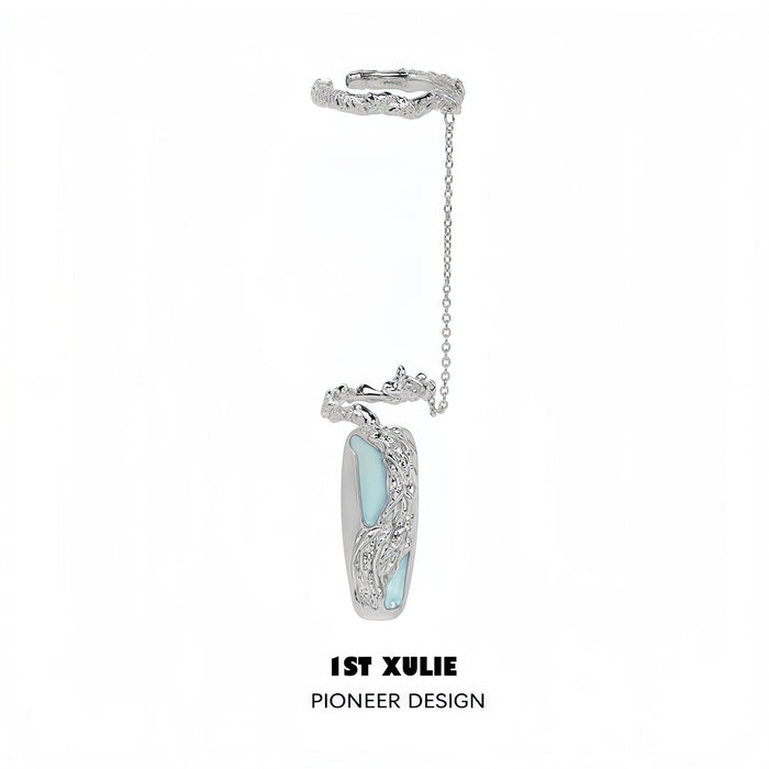 D Chain Moonstone Double-Ring Nail
