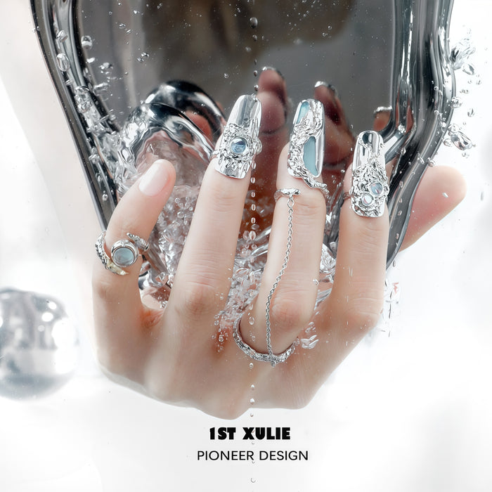 1STXULIE Moonlight Collection Niche Gothic Reusable Wearable Nails T4740