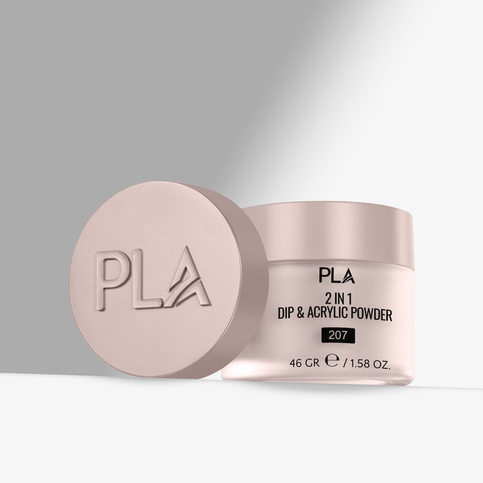 Jar of PLA 2 in 1 Dip & Acrylic Powder on a gray background