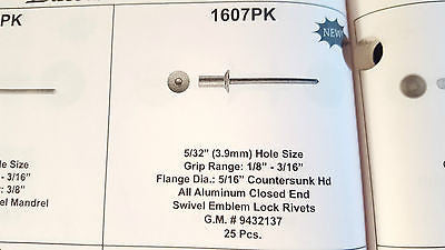 25 Pcs per Pack 5/32'' {3.9mm } Hole size Flange Dia 5/16 Rivets GM 9432137