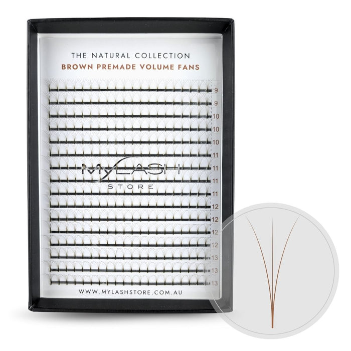 3D Brown Long Stem Premade Fans - The Natural Collection