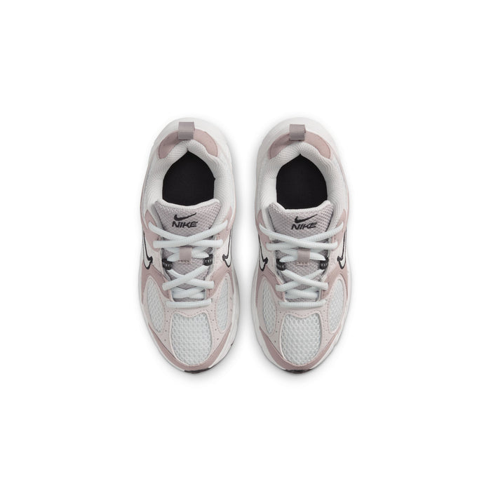 Kids sneakers front view with lace-up closure and cushioned tongue