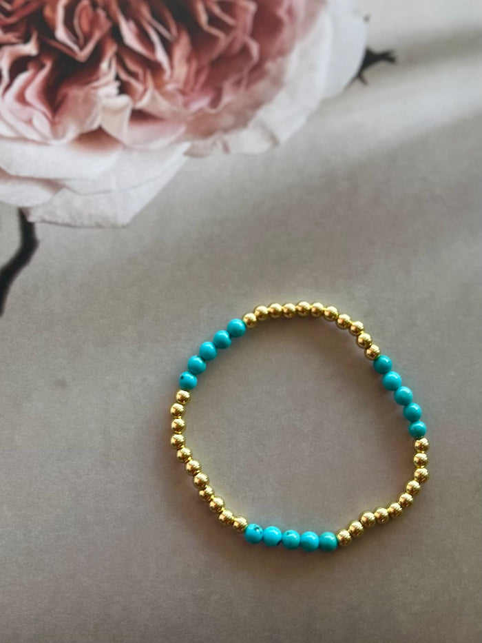 Maya Turquoise & Gold Stretch Bracelet