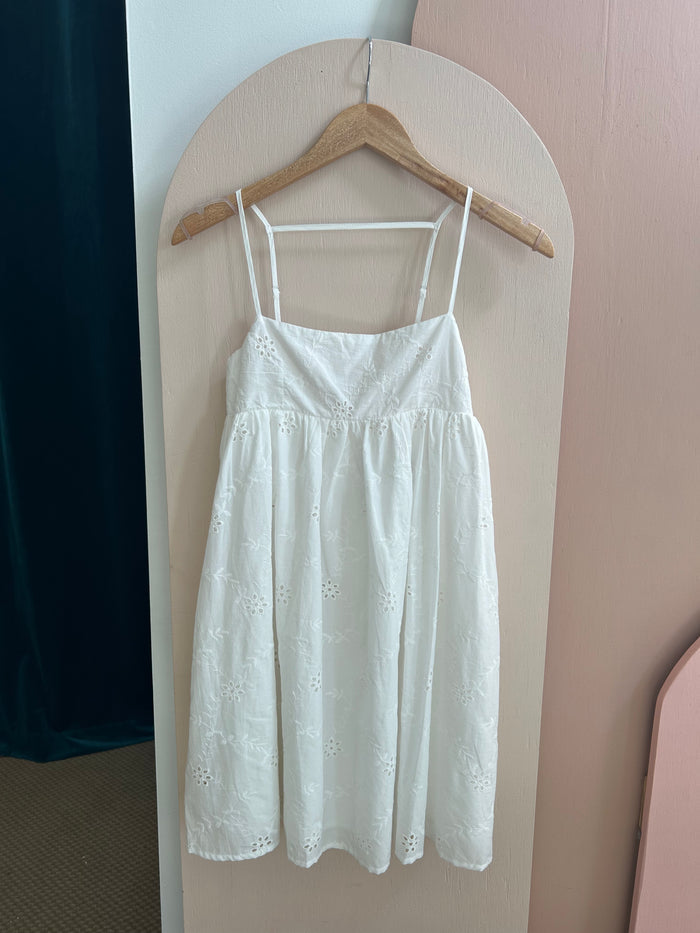 Halle Gathered Mini Dress – White