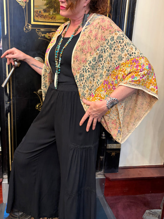 Camille & Co. Gypsy Lee Pants, stylish bottoms with intricate patterns and comfortable fit, shown on a model.