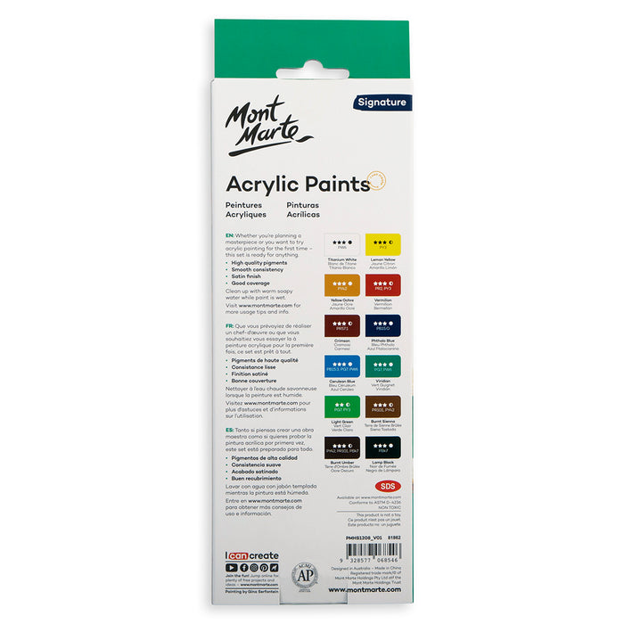 Acrylic Paint Set Signature 12pc x 8ml (0.27 fl.oz)