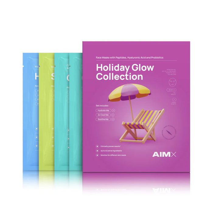 AIMX Lakštinių kaukių rinkinys „Holiday Glow Collection“, 4 vnt.