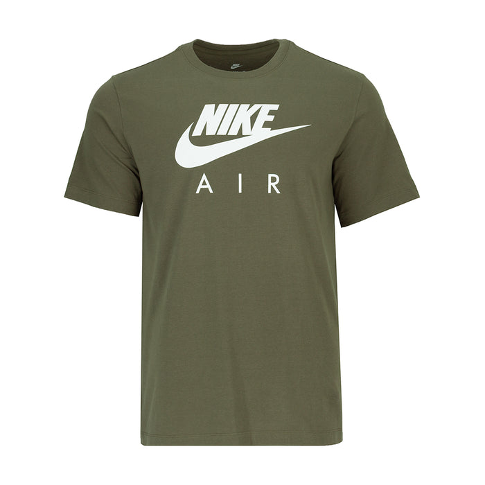 Men's olive Nike Air graphic T-shirt with front logo and AIR text