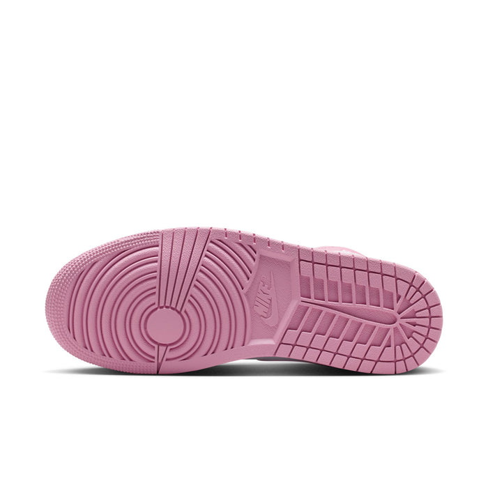 Women’s Air Jordan 1 Mid outsole, pink rubber tread with herringbone-style traction pattern