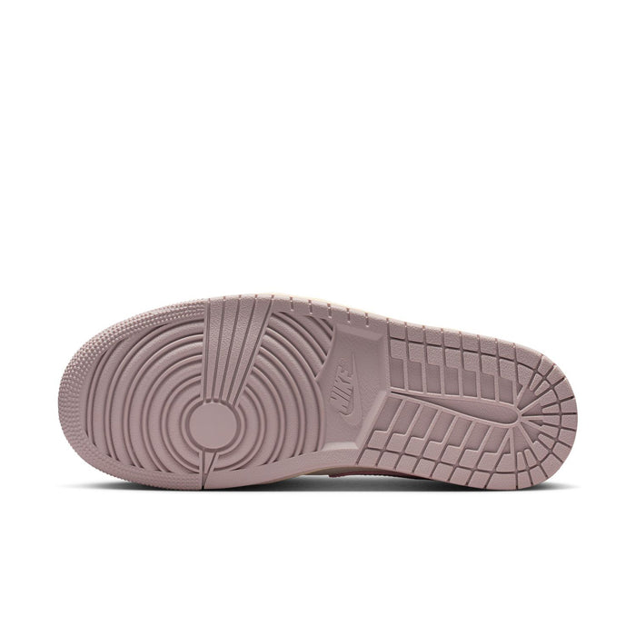 Womens mid-top sneaker outsole in mauve-purple rubber with tread pattern