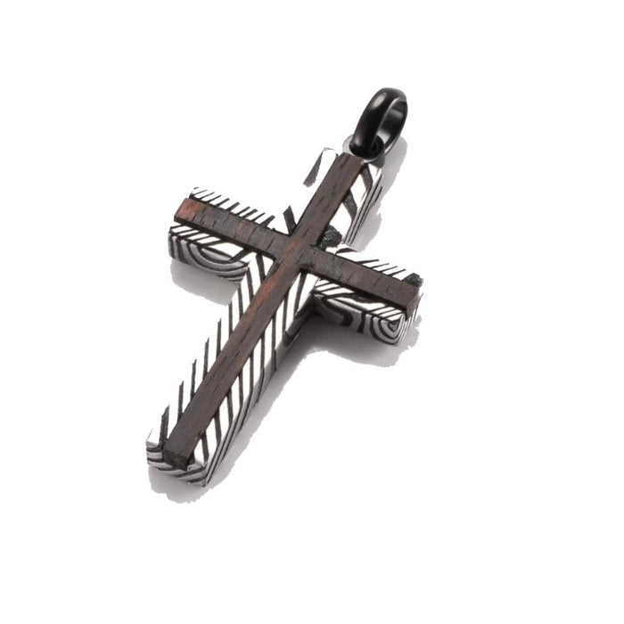 Alaric Men's Stainless Steel Damascus Cross Pendant with Chain