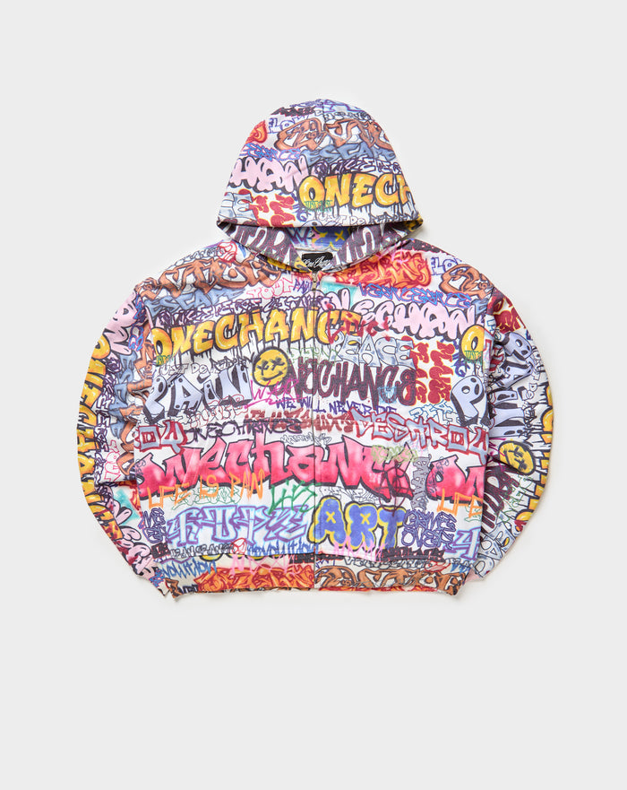 One Chance All Over Graffiti Zip Up. Underground Apparel. Rule of Next Streetwear.
