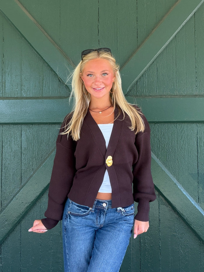Apricot London Hammered Gold Button Cardigan