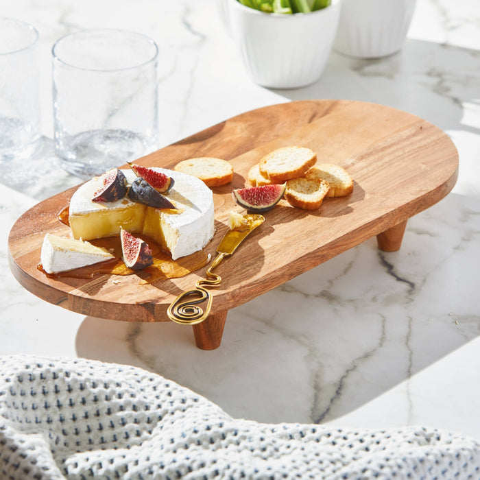 Arc Oval Footed Server Natural Acacia Wood
