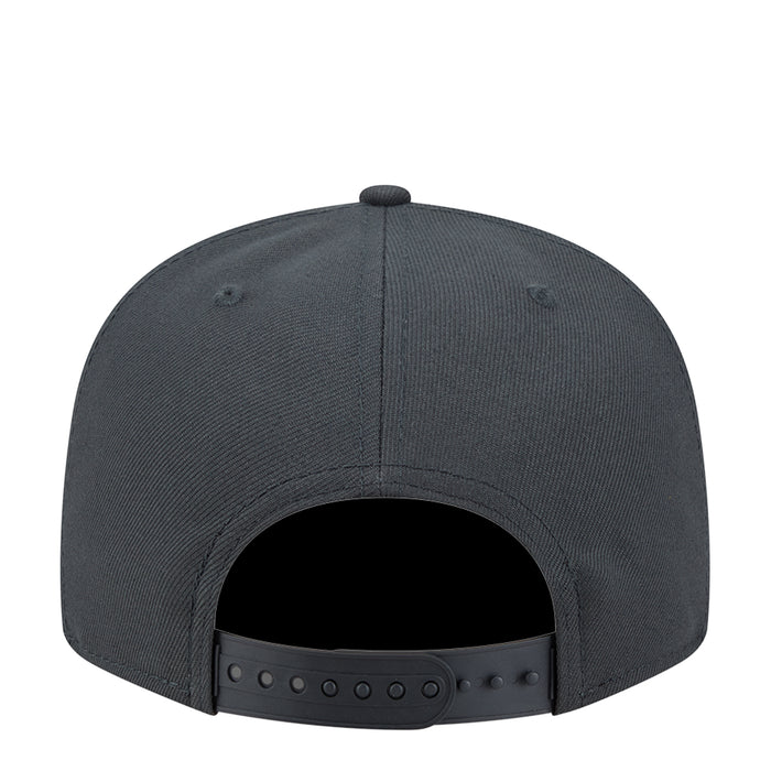 Dark gray baseball cap with open crown and adjustable strap at back
